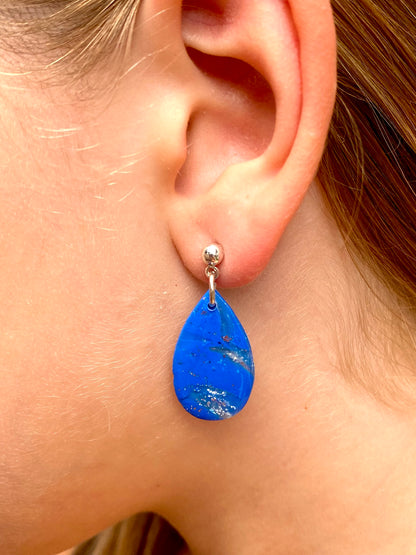 Pendientes gota azul y plata