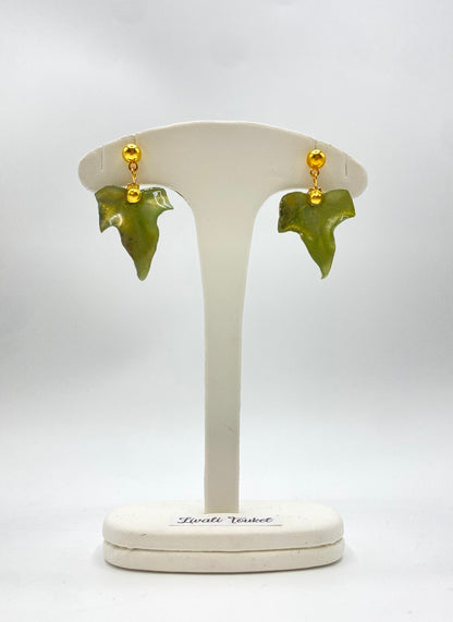 Pendientes hoja pequeña metalizada en verde