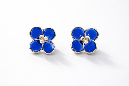Pendientes SWEET FLOWER pequeños en azul y plateado