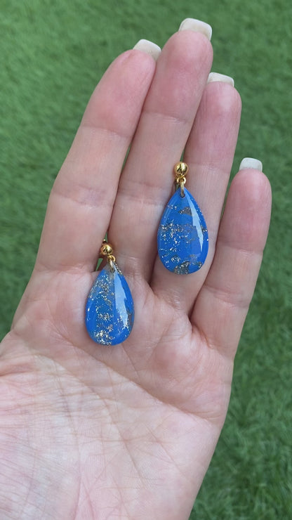 Pendientes gota azul y dorado